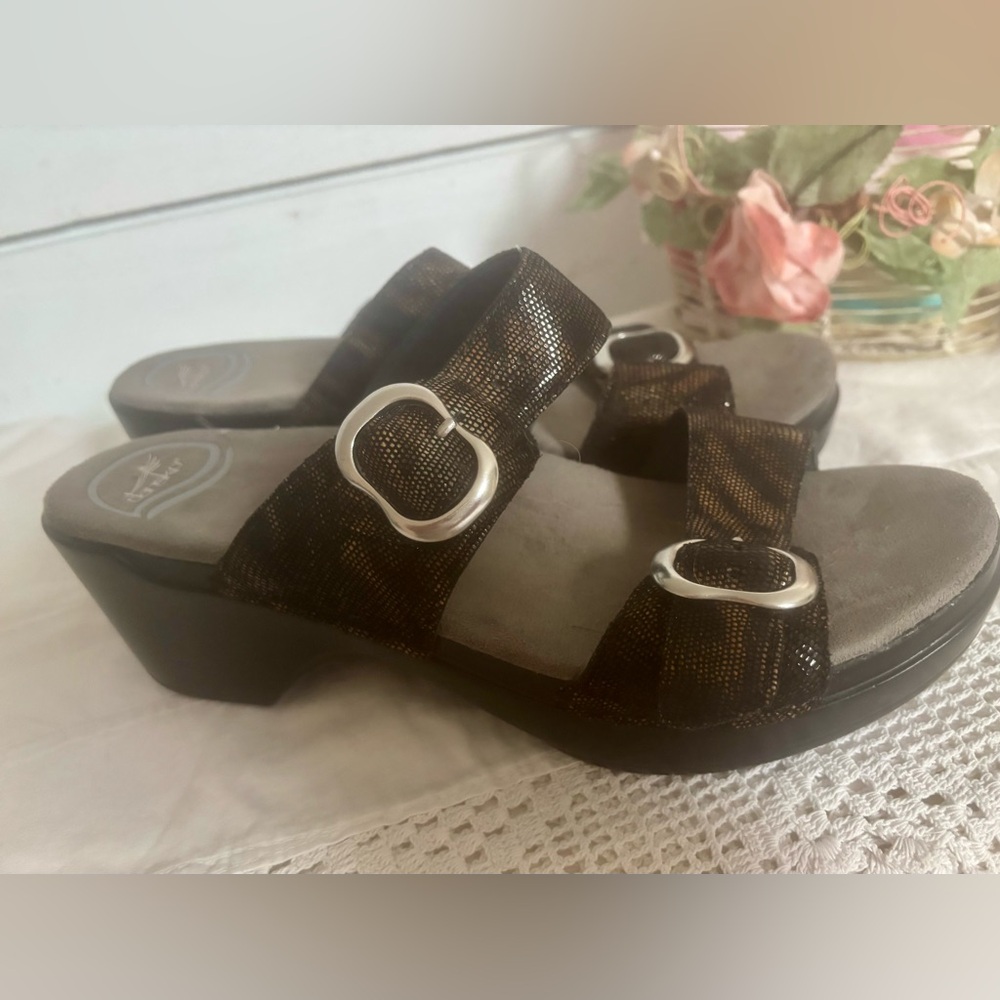 Dansko Black and Silver Women's Sandals